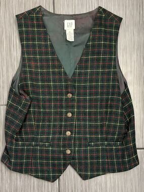 Vintage Gap Green Tartan Plaid Pattern Women's Medium Wool